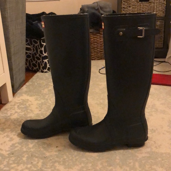 Hunter Tall Navy Blue Rain Boots - Picture 3 of 4